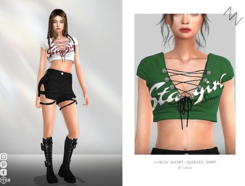 V-neck Short-sleeved Shirt