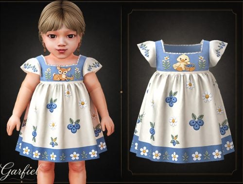 Infant - Whimsical Berry Print Dress With Floral Border Trim