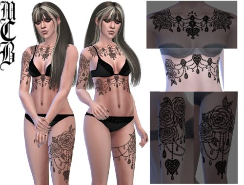 Jeweled Roses Underboob Tattoo