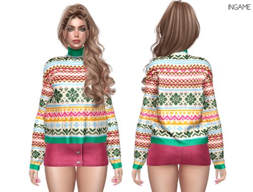 Cozy Fair Isle Turtleneck Sweater And Autumn Corduroy Mini Skirt