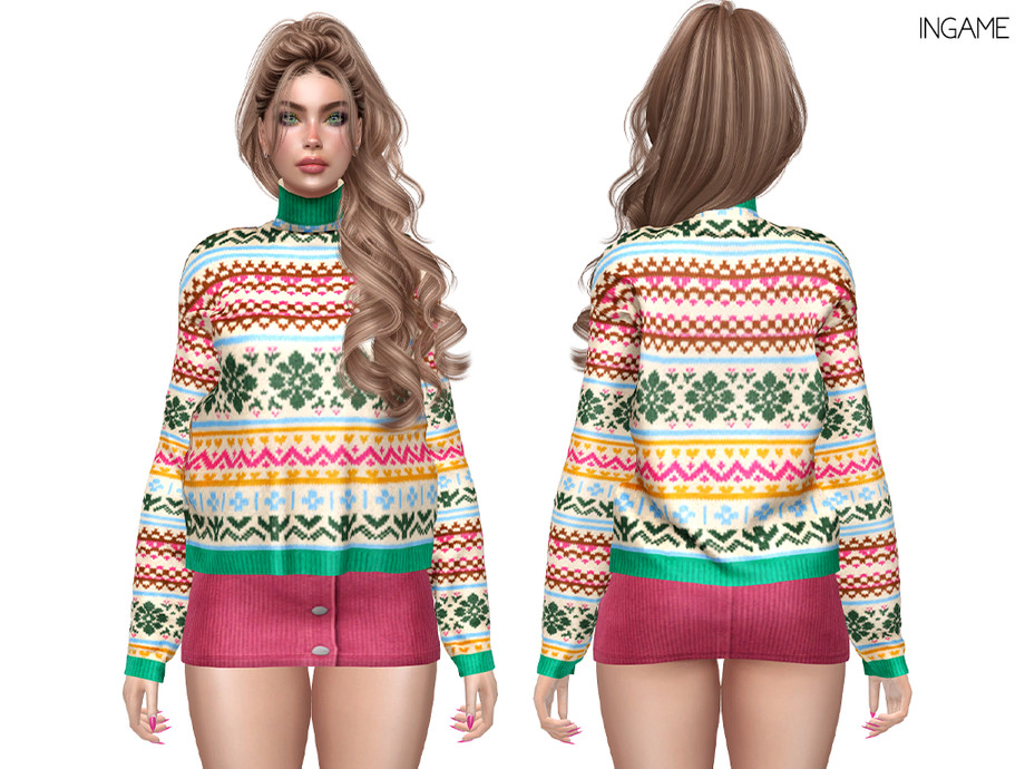 Cozy Fair Isle Turtleneck Sweater And Autumn Corduroy Mini Skirt - Image 2