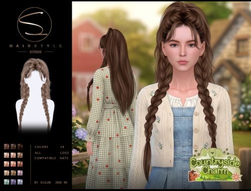 S-club Ponytail And Double Long Braids Hair Countryside Charm