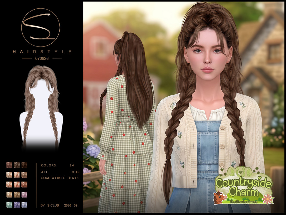 S-club Ponytail And Double Long Braids Hair Countryside Charm
