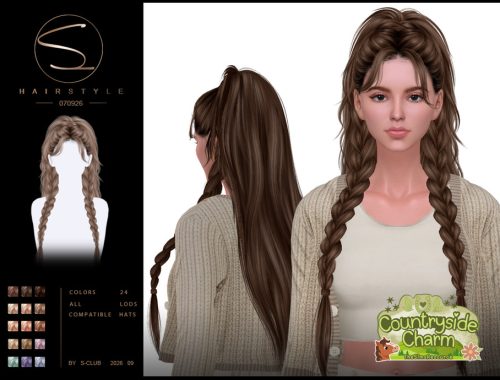 S-club Ponytail And Double Long Braids Hair Countryside Charm