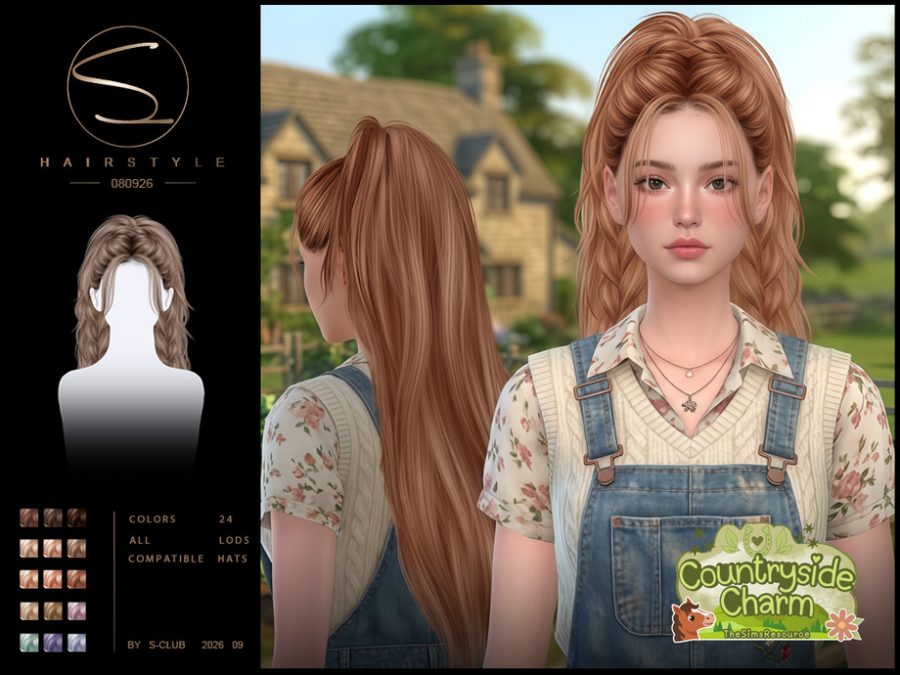 S-club Ponytail And Double Long Braids Hair Countryside Charm