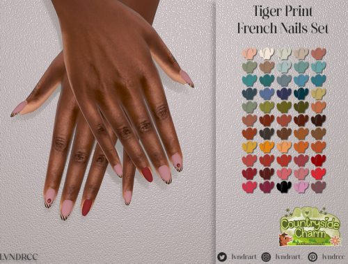 Tiger Print French Nails Set