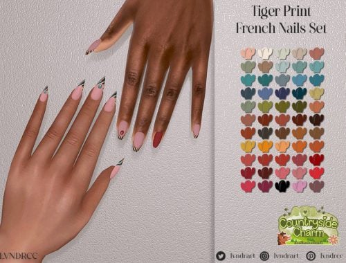 Tiger Print French Nails Set