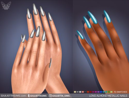 Metallic Nails In Almond And Square Shapes 4 Styles