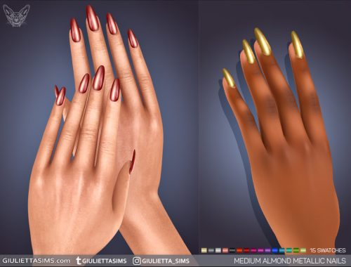 Metallic Nails In Almond And Square Shapes 4 Styles