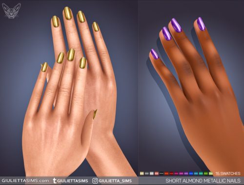 Metallic Nails In Almond And Square Shapes 4 Styles