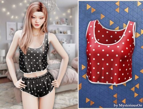 Polka Dot Silk Pajama Top