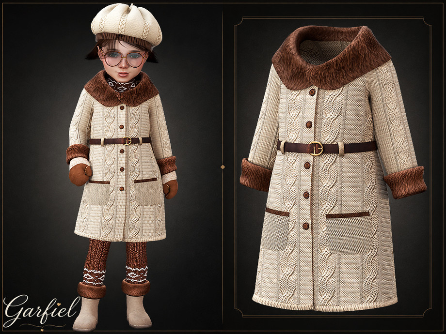 Toddler - Cozy Belted Knit Coat With Faux Fur Trim