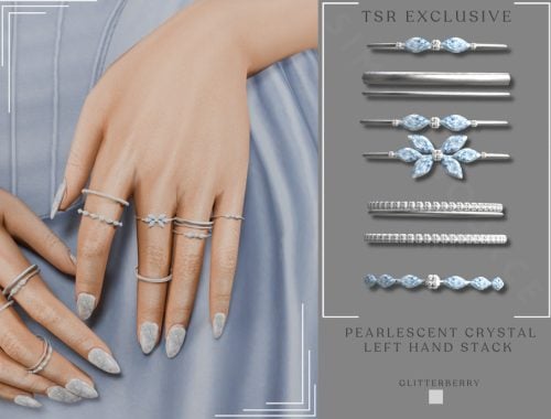Pearlescent Crystal Ring Stack Left Hand