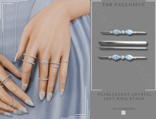Pearlescent Crystal Ring Stack Left Hand