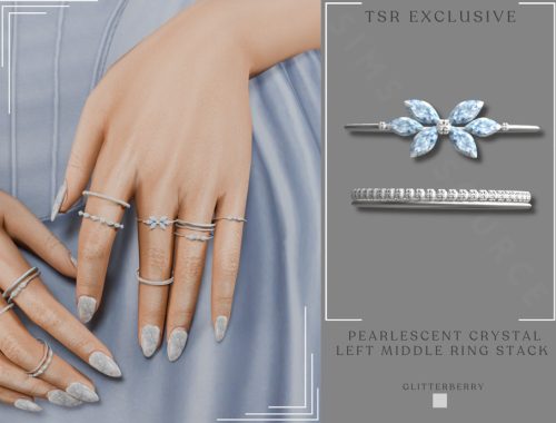 Pearlescent Crystal Ring Stack Left Hand