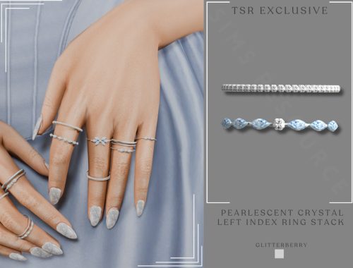 Pearlescent Crystal Ring Stack Left Hand