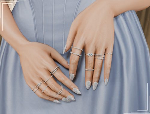 Pearlescent Crystal Ring Stack Left Hand