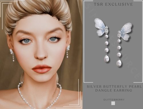 Silver Butterfly Pearl Dangle Earring