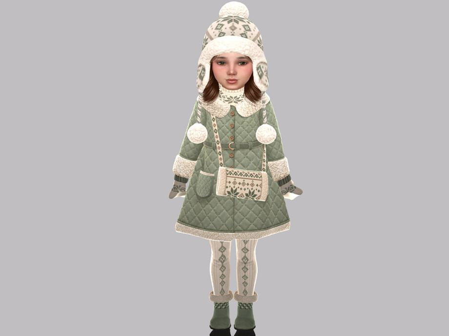 Toddler - Nordic Patterned Winter Hand Muff With Decorative Shoulder Strap - Image 2