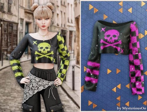 Punk Skull Graphic Crop Top
