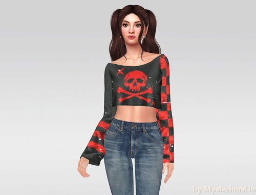 Punk Skull Graphic Crop Top