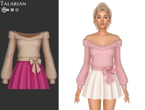 Ila Outfit With Off Shoulder Knit Top