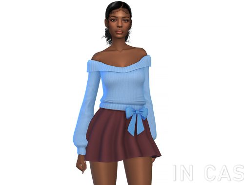 Ila Outfit With Off Shoulder Knit Top