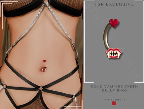 Gold Vampire Lips Belly Ring