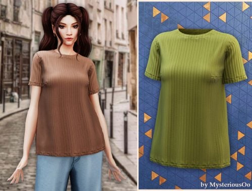 Casual Ribbed Knit T-shirt
