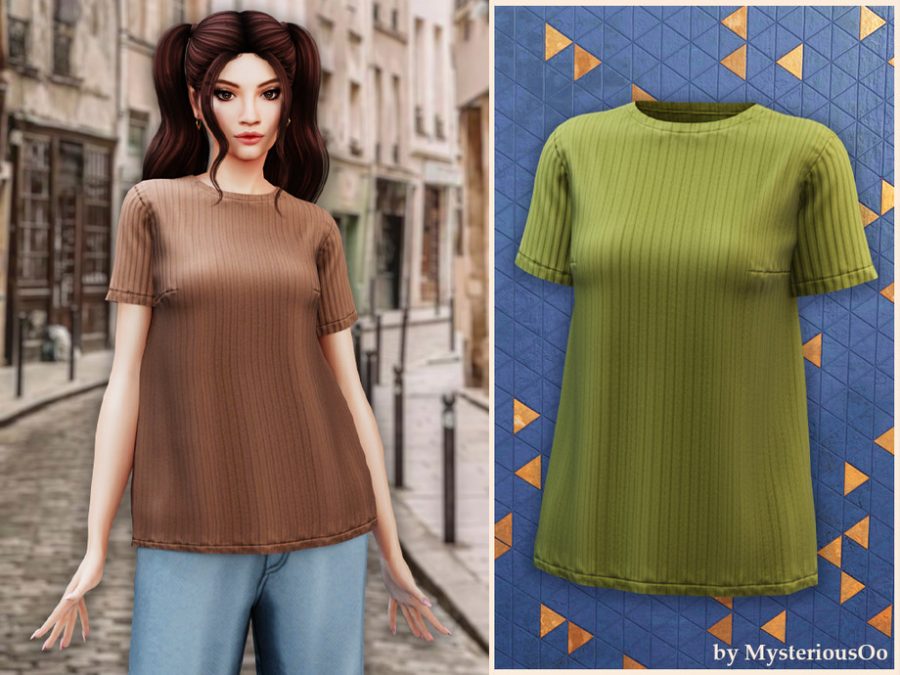 Casual Ribbed Knit T-shirt
