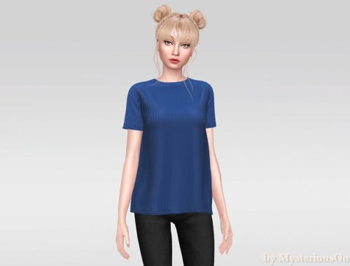 Casual Ribbed Knit T-shirt