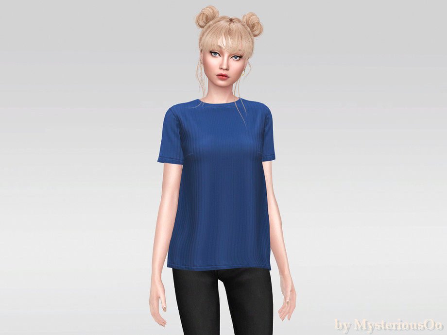 Casual Ribbed Knit T-shirt - Image 2